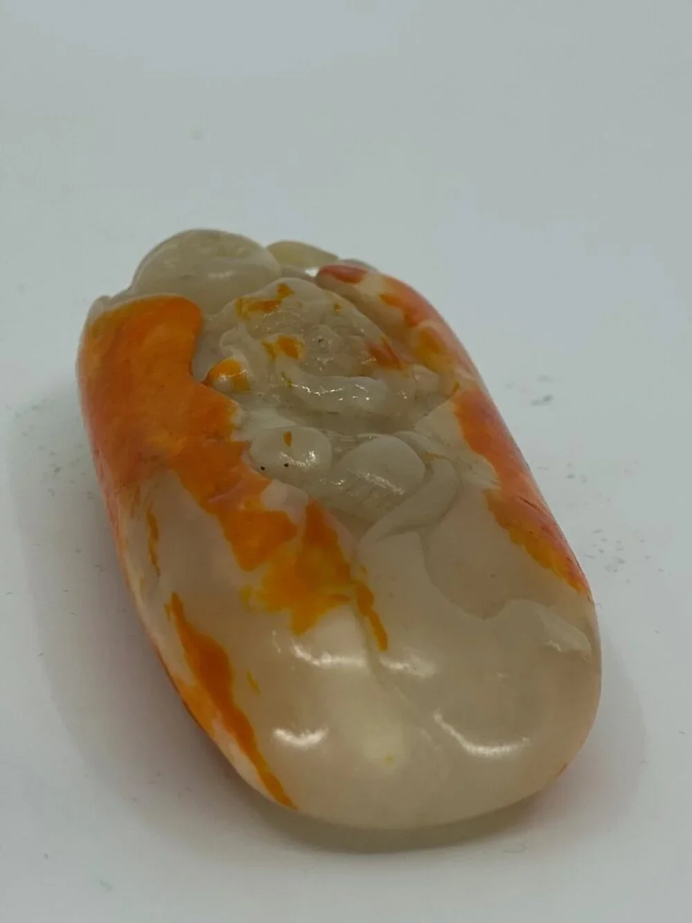 Chinese Hetian Jade Pendant w Laughing Buddha